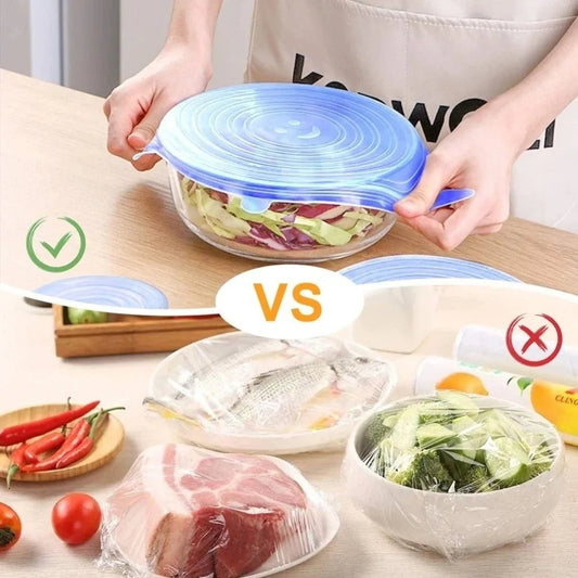 6PCS Useful Reusable Fresh-keeping Cover Non-slip Kitchen Gadgets Silicone Lids Stretch Microwave Lid - InspiredGrabs.com