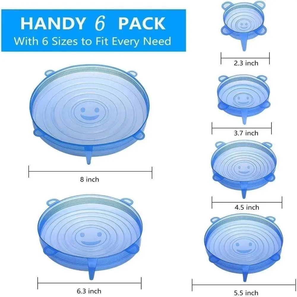 6PCS Useful Reusable Fresh-keeping Cover Non-slip Kitchen Gadgets Silicone Lids Stretch Microwave Lid - InspiredGrabs.com
