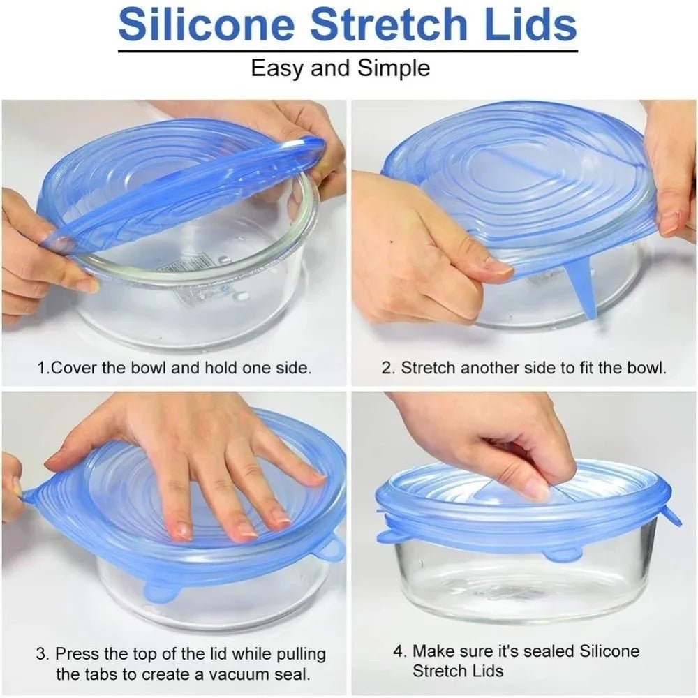 6PCS Useful Reusable Fresh-keeping Cover Non-slip Kitchen Gadgets Silicone Lids Stretch Microwave Lid - InspiredGrabs.com