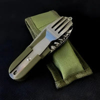 Thumbnail for 7 - in - 1 Stainless Steel Camping Cutlery Set – Foldable Outdoor Utensils - InspiredGrabs.com