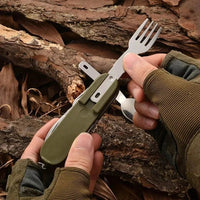 Thumbnail for 7 - in - 1 Stainless Steel Camping Cutlery Set – Foldable Outdoor Utensils - InspiredGrabs.com