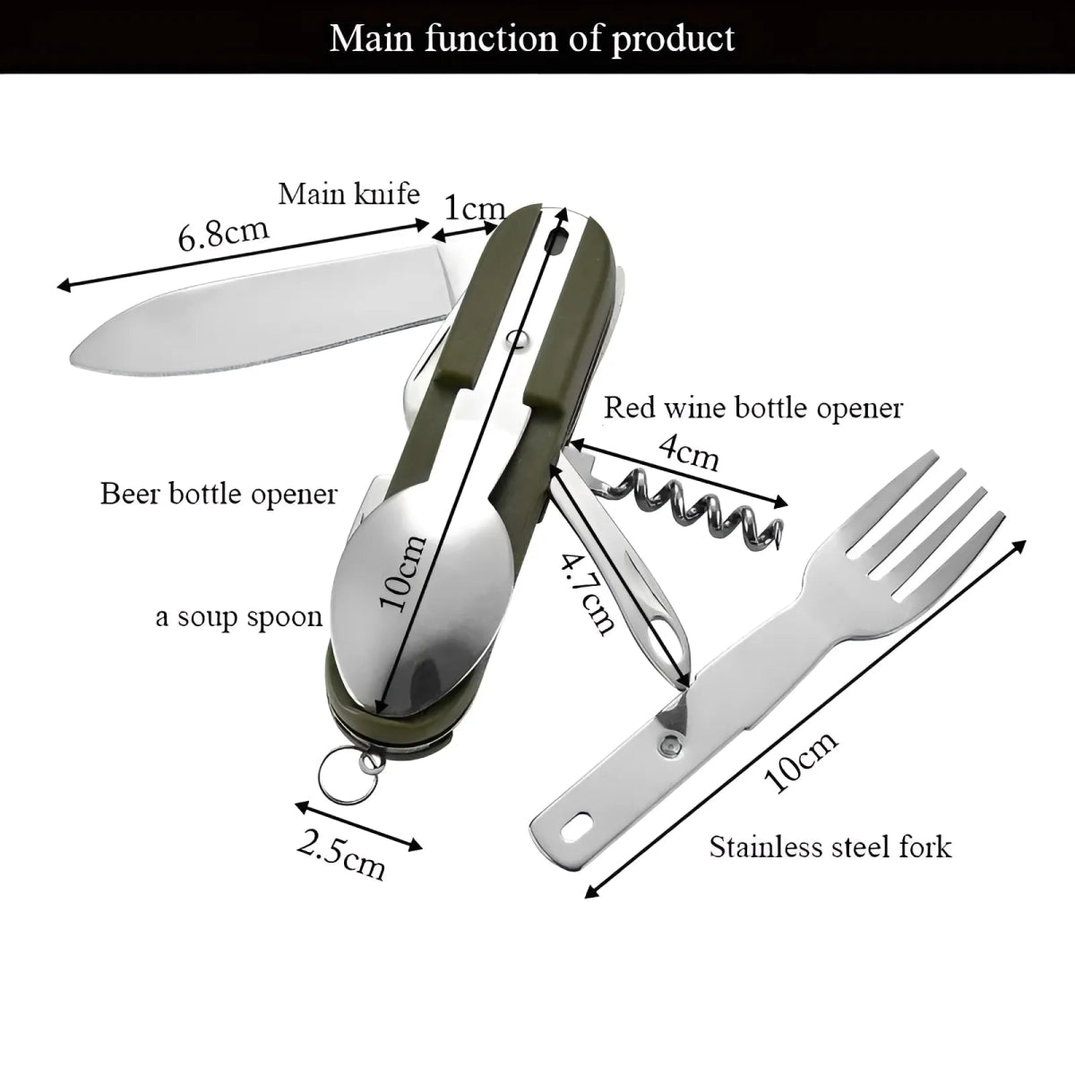 7 - in - 1 Stainless Steel Camping Cutlery Set – Foldable Outdoor Utensils - InspiredGrabs.com