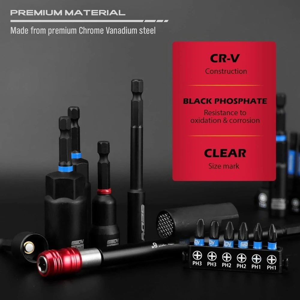80 - Piece Magnetic Impact Nut Driver Set – Metric & SAE - InspiredGrabs.com