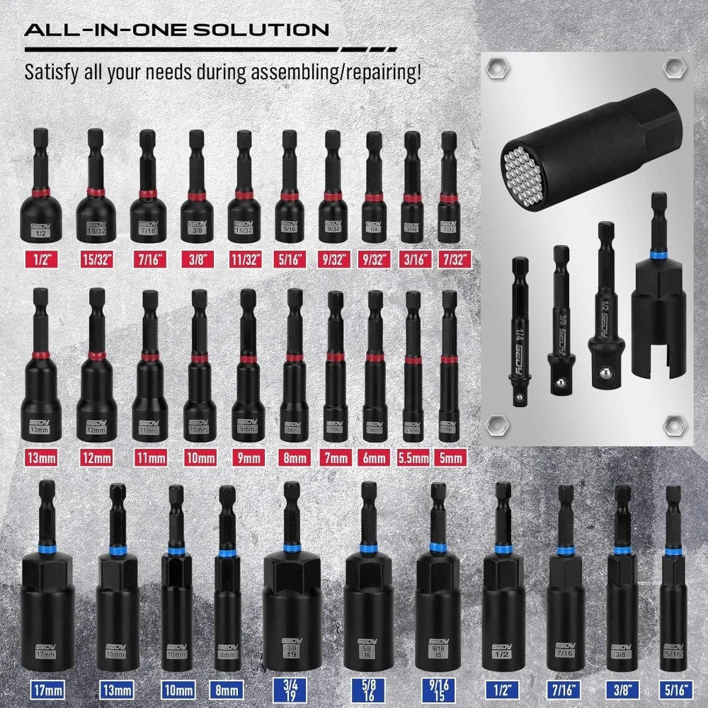 80 - Piece Magnetic Impact Nut Driver Set – Metric & SAE - InspiredGrabs.com