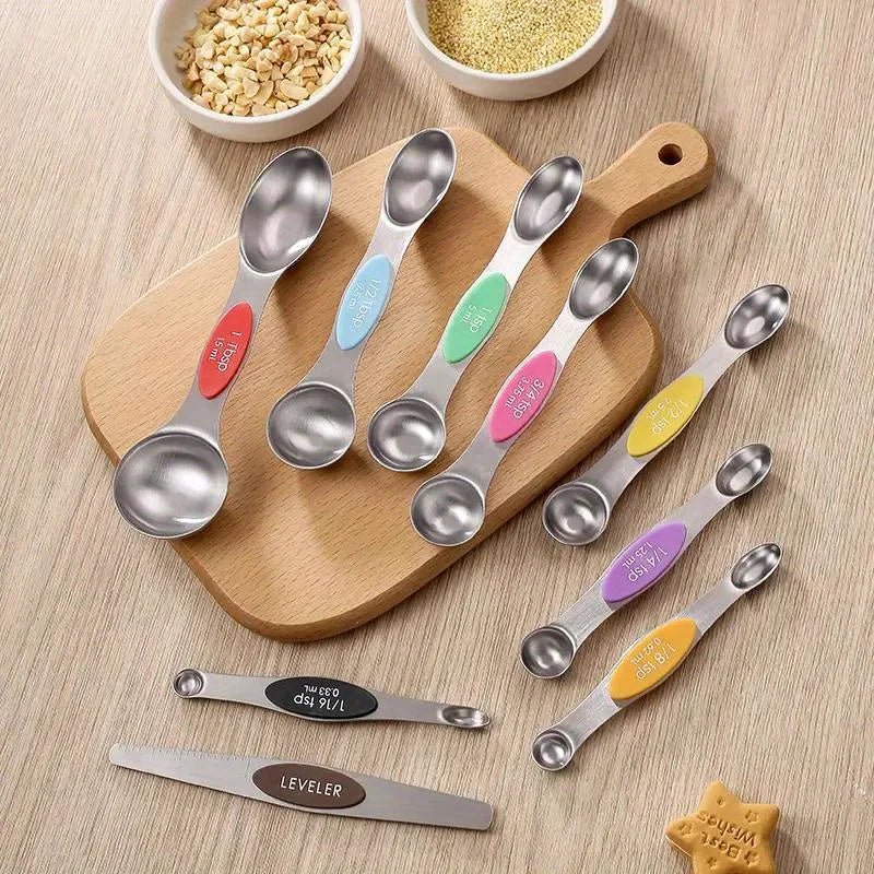 9-Piece Magnetic Measuring Spoon Set — Colorful Stainless Steel - InspiredGrabs.com