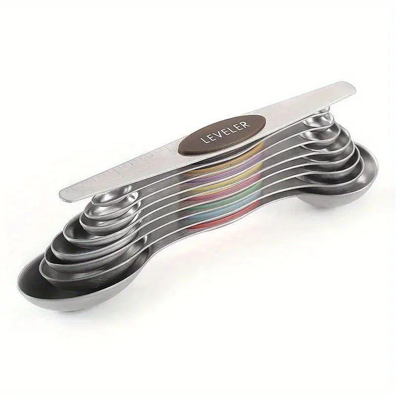 9-Piece Magnetic Measuring Spoon Set — Colorful Stainless Steel - InspiredGrabs.com