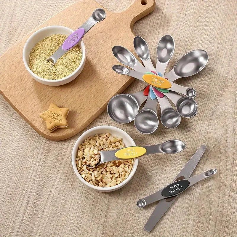 9-Piece Magnetic Measuring Spoon Set — Colorful Stainless Steel - InspiredGrabs.com