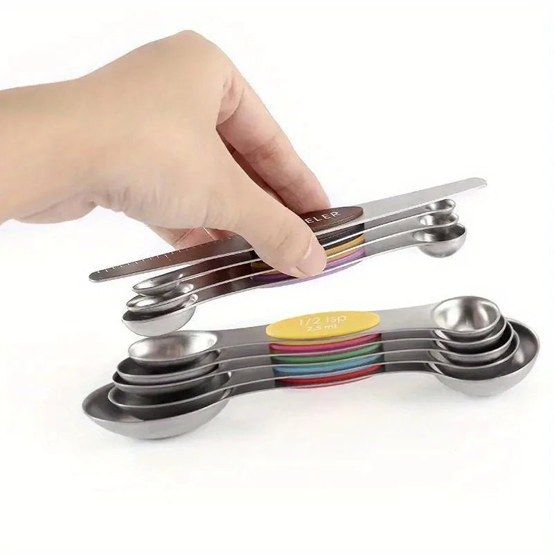 9-Piece Magnetic Measuring Spoon Set — Colorful Stainless Steel - InspiredGrabs.com