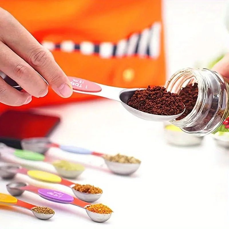 9-Piece Magnetic Measuring Spoon Set — Colorful Stainless Steel - InspiredGrabs.com