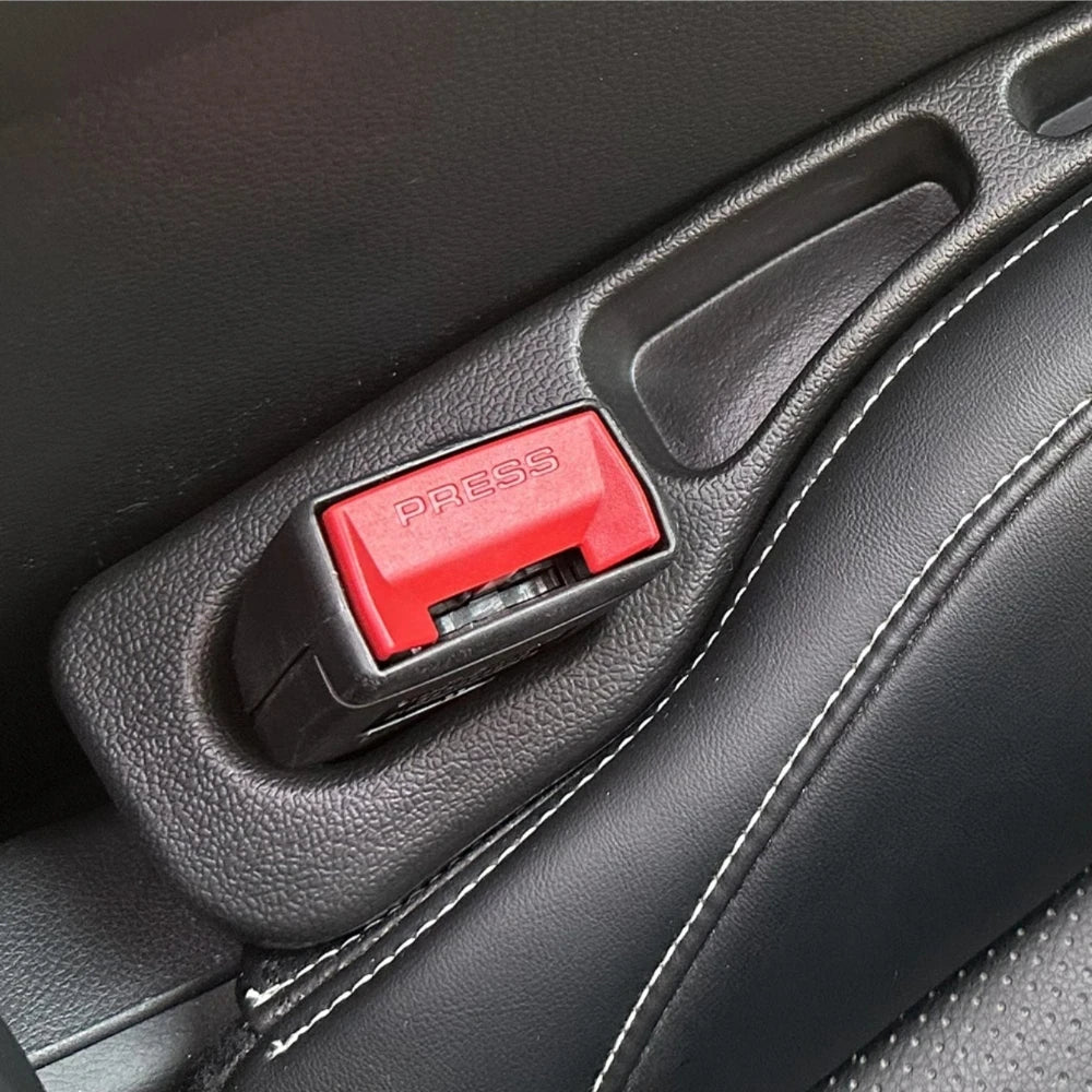Seat crevice organizer holding small everyday items