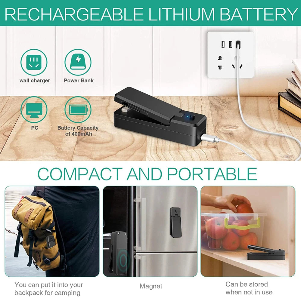 Rechargeable bag sealer feature overview