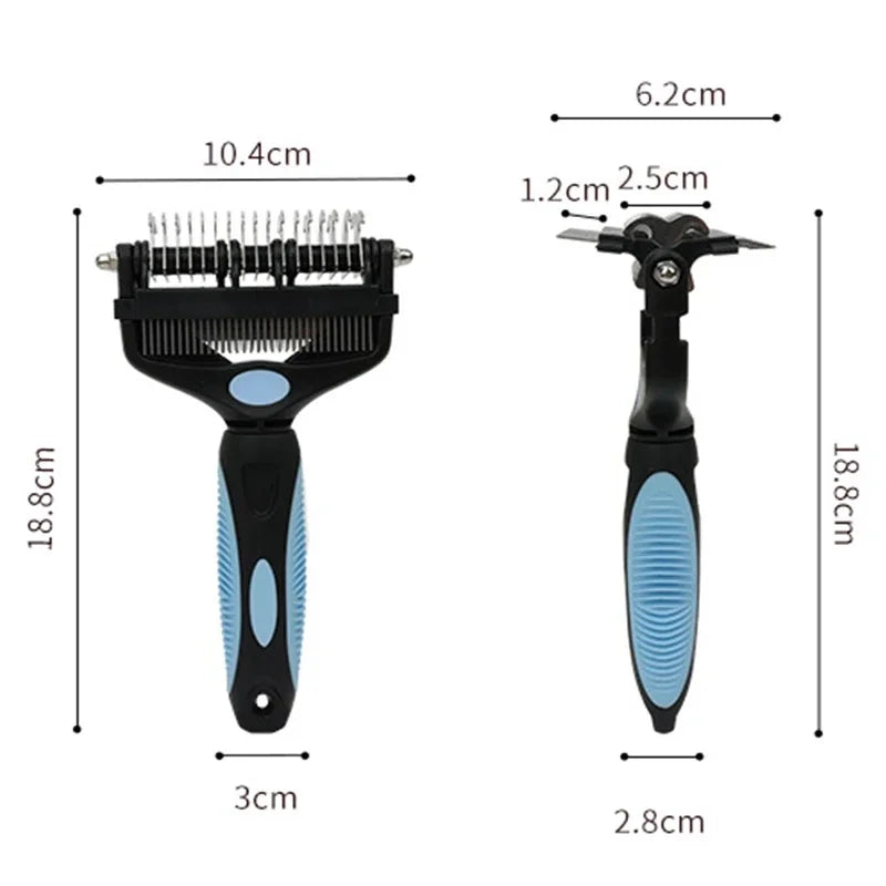 Handheld pet grooming brush grip view