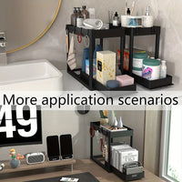 Thumbnail for Under-sink organizer with pull-out lower drawer