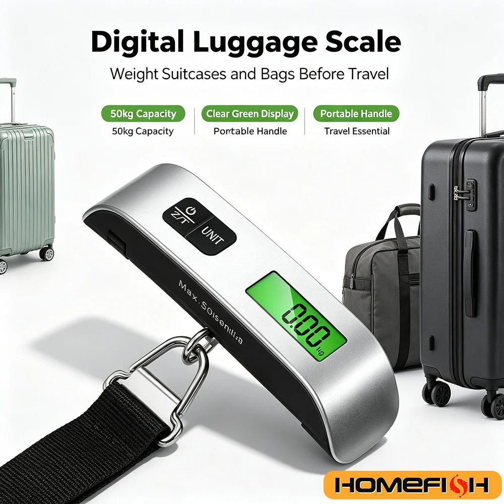 Portable digital luggage scale with strap
