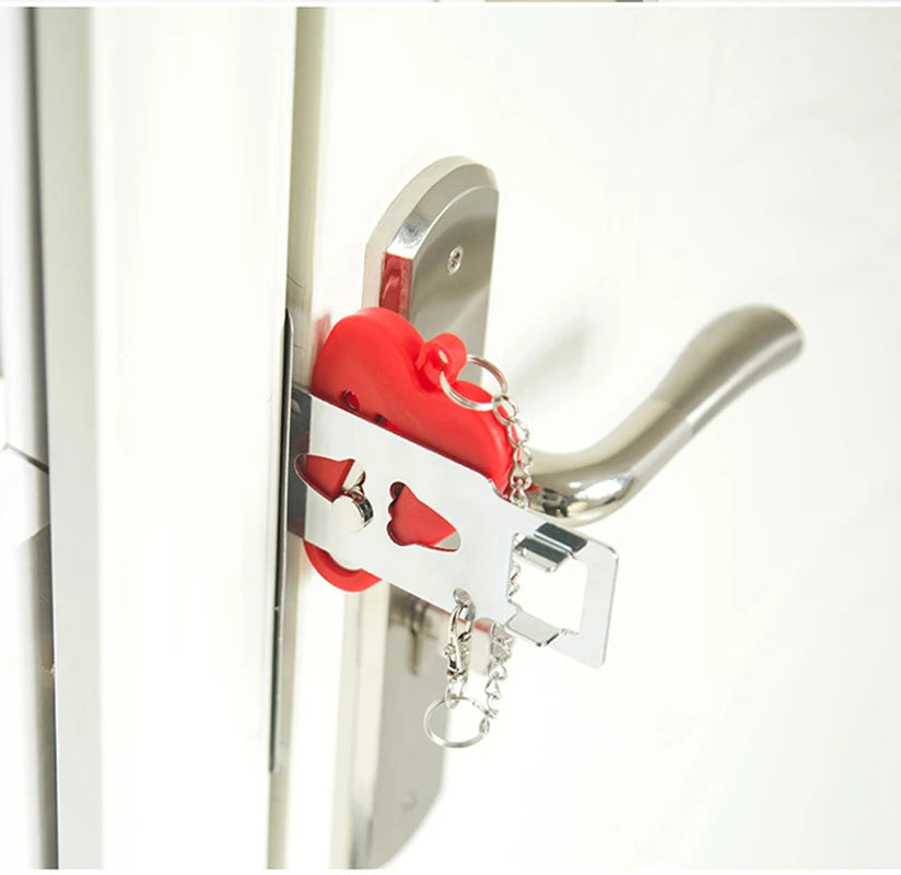 Portable lock installed on compatible door