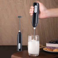 Thumbnail for Rechargeable milk frother in black – controls and handle detail