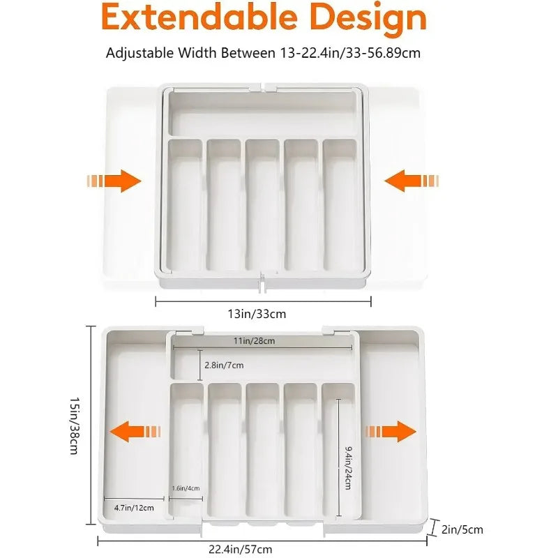 Black utensil drawer tray feature overview