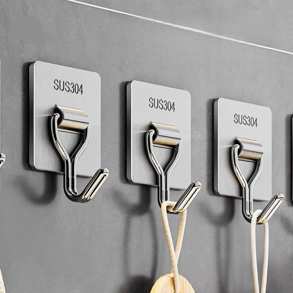 42 × 42 mm self-adhesive stainless steel hook