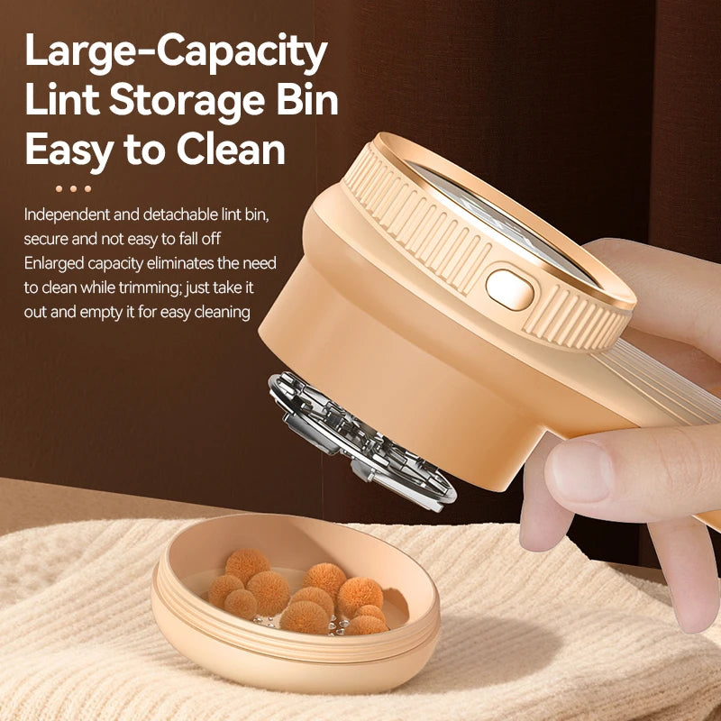 Rechargeable lint remover side view