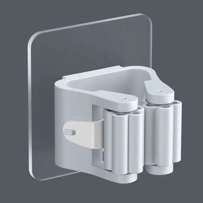Single grey adhesive mop holder