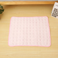 Thumbnail for Pink quilted pet cooling mat viewed from above