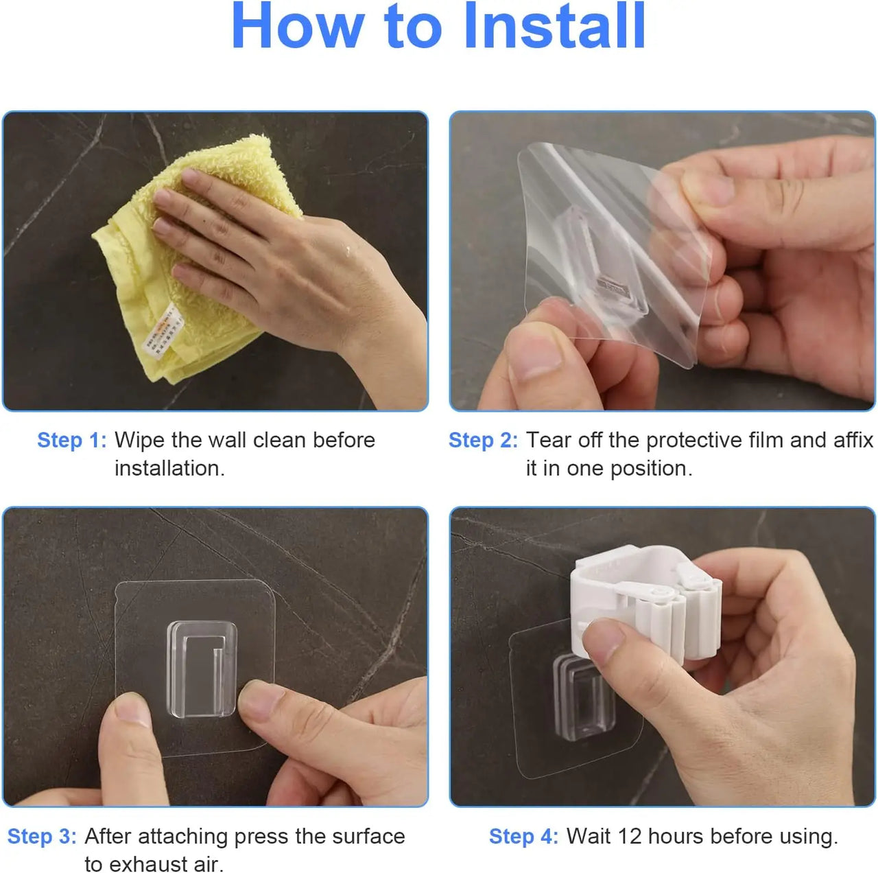 Grey adhesive mop and broom holder