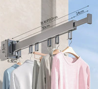 Thumbnail for Grey foldable wall-mounted clothes drying rack – front product view