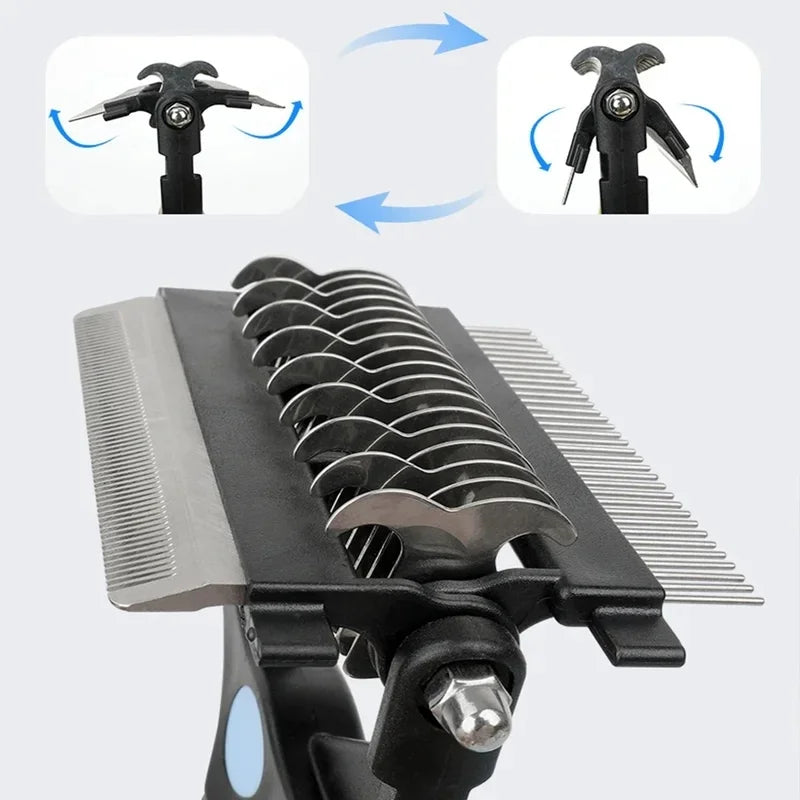 Pet deshedding brush combing surface detail