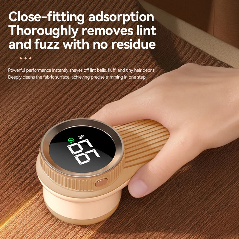 Fabric shaver shown on compatible clothing