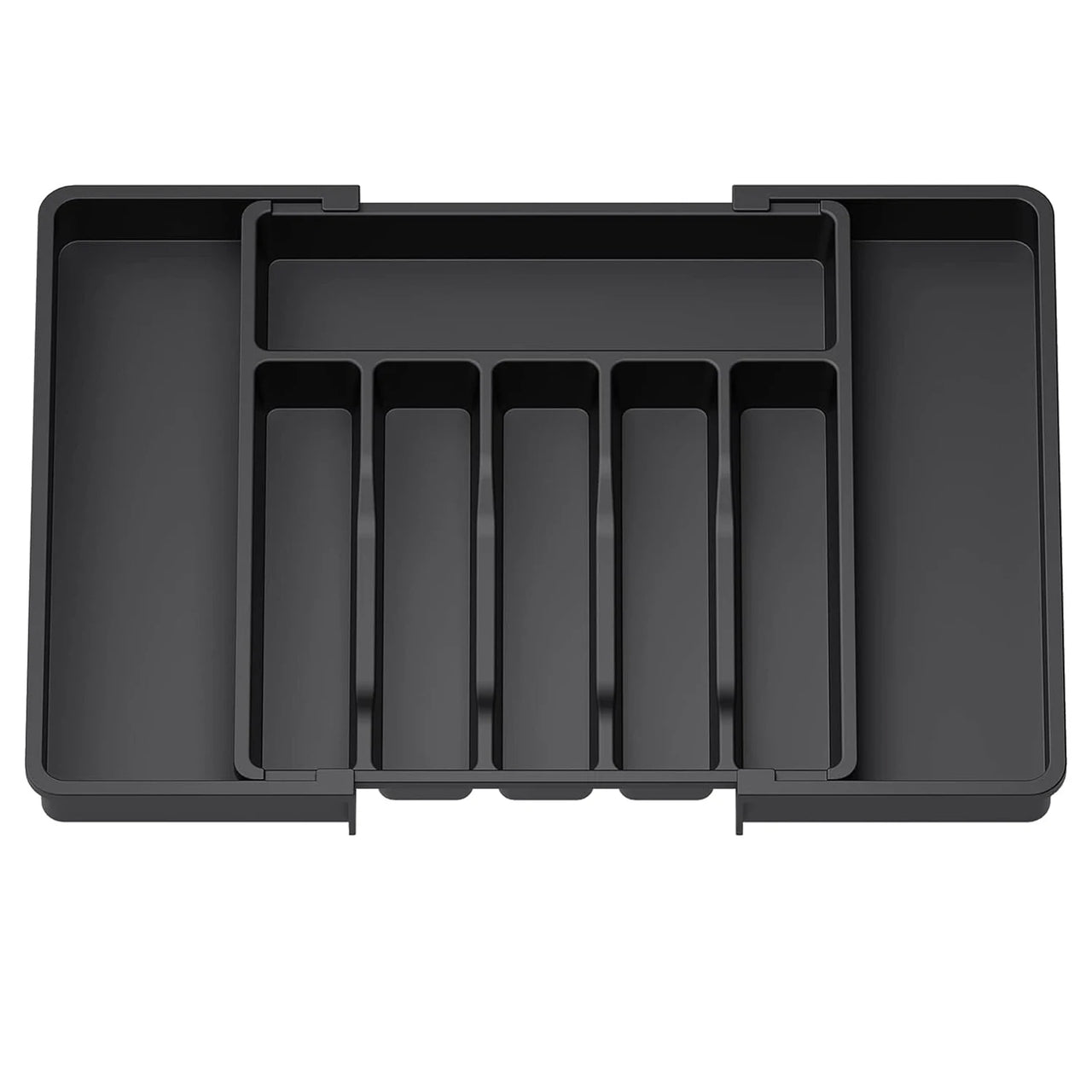 Black expandable flatware drawer organizer