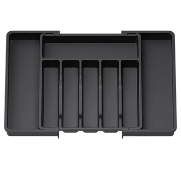 Black expandable flatware drawer organizer