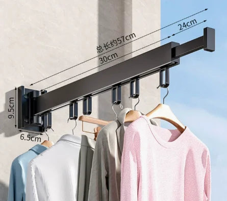 Wall-mounted laundry rack – extended arm position