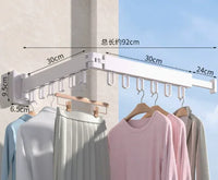 Thumbnail for Single-rod folding laundry rack – wall-mounted view