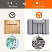 Thumbnail for Adjustable black cutlery organizer product view