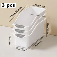 Thumbnail for Three white stackable open-front storage bins