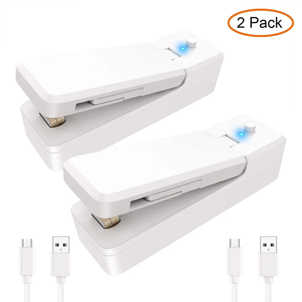 Handheld bag sealer on compatible packaging