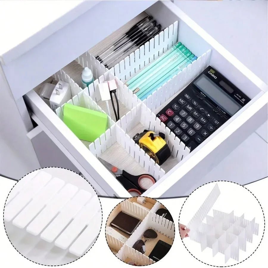 Adjustable Plastic Space separation tool Desk and Drawer Organizer Dividers PP Material Storage System for Office Dorm Home - InspiredGrabs.com