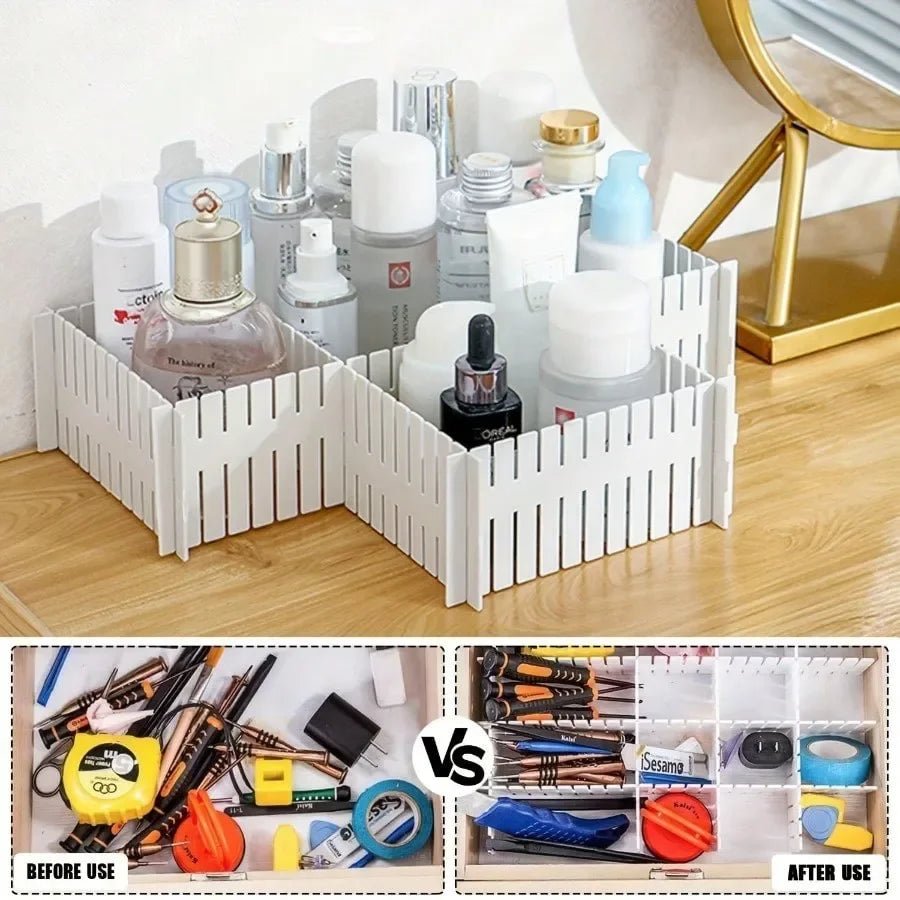 Adjustable Plastic Space separation tool Desk and Drawer Organizer Dividers PP Material Storage System for Office Dorm Home - InspiredGrabs.com