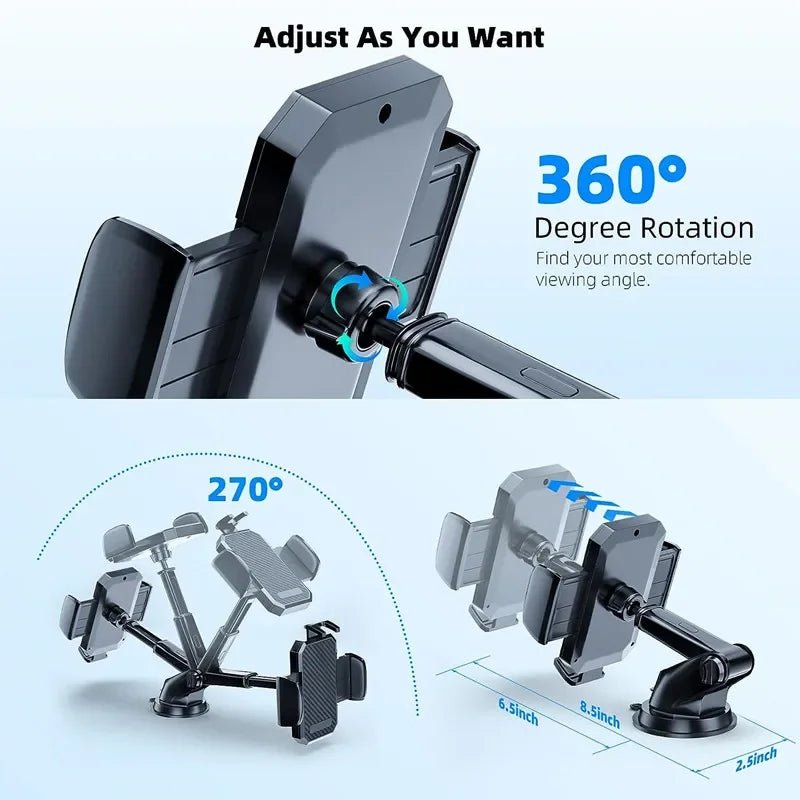 Adjustable Suction-Cup Car Phone Holder – Black - InspiredGrabs.com