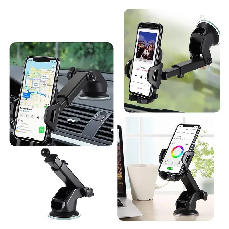 Adjustable Suction-Cup Car Phone Holder – Black - InspiredGrabs.com