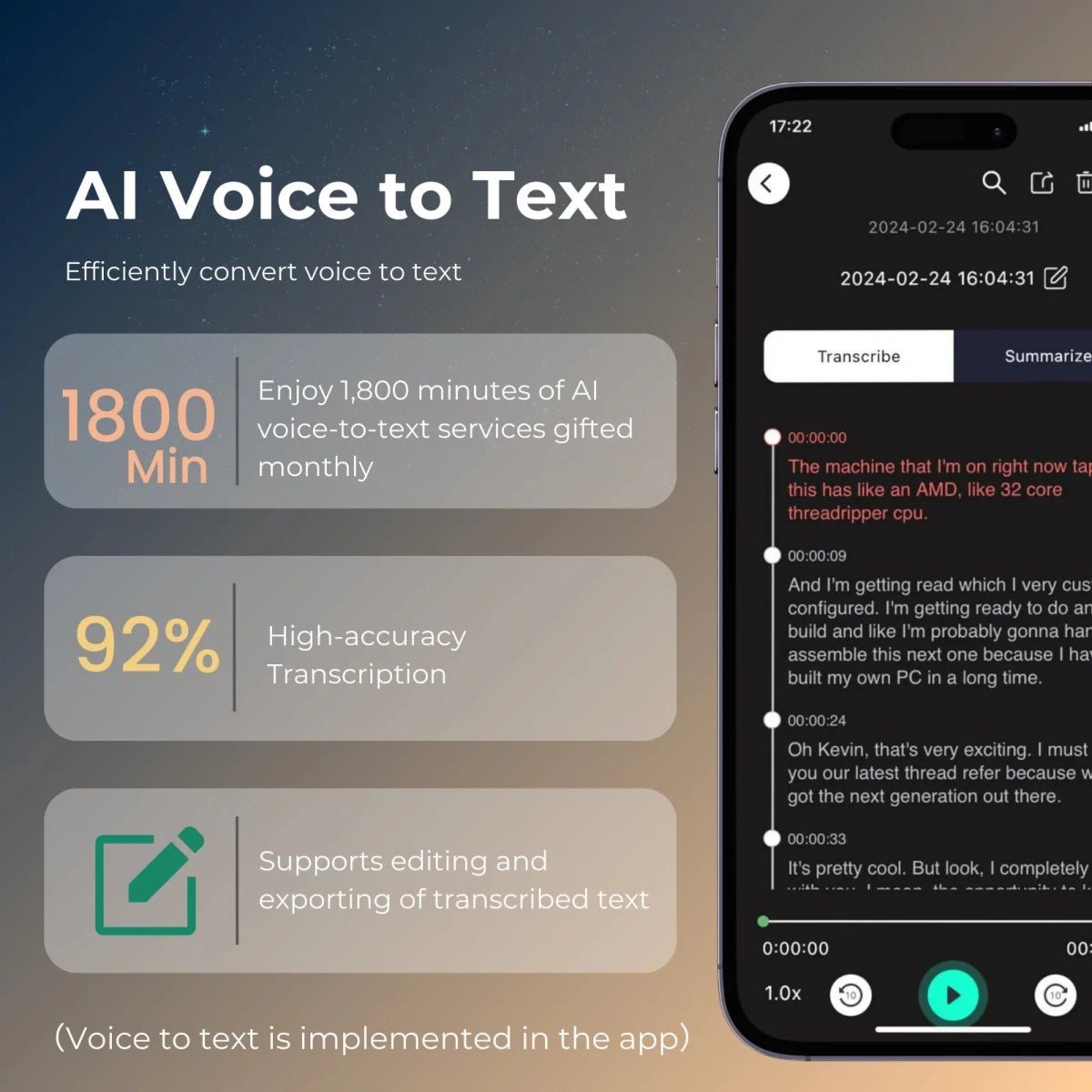 AI Voice Recorder with Speech - to - Text, Translation & 64GB Storage - InspiredGrabs.com