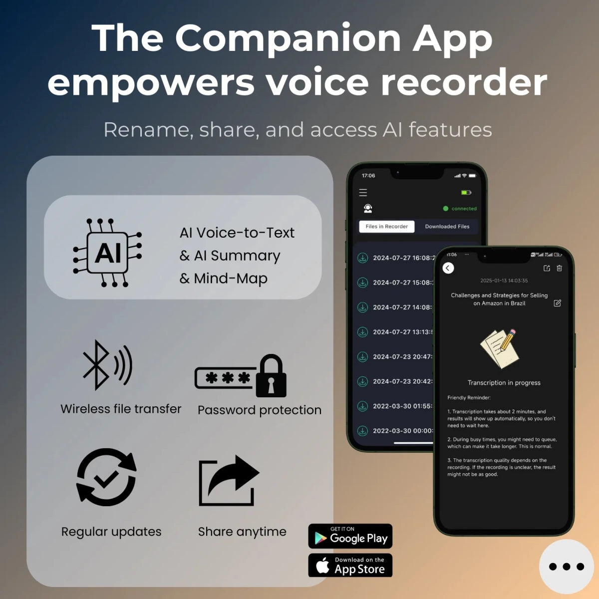 AI Voice Recorder with Speech - to - Text, Translation & 64GB Storage - InspiredGrabs.com