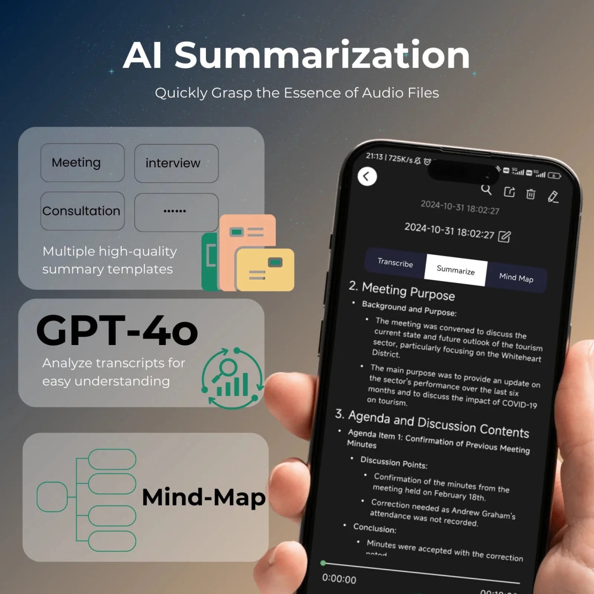 AI Voice Recorder with Speech - to - Text, Translation & 64GB Storage - InspiredGrabs.com
