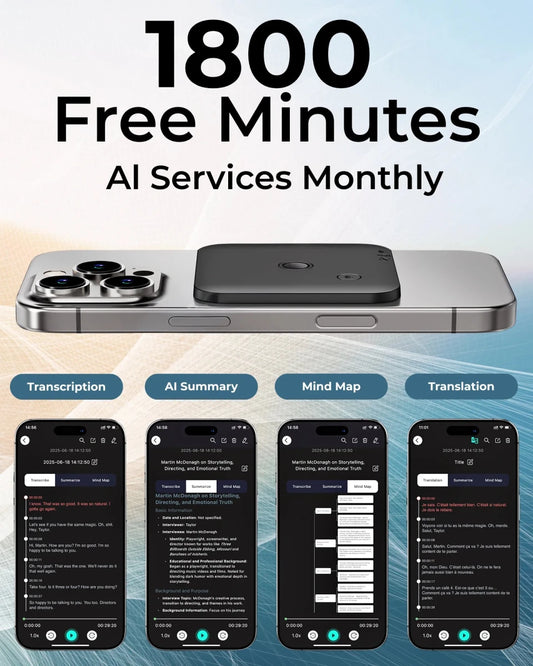 AI Voice Recorder with Speech - to - Text, Translation & 64GB Storage - InspiredGrabs.com