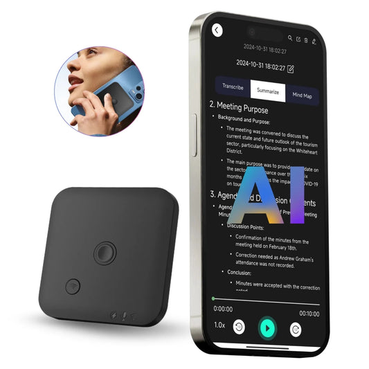 AI Voice Recorder with Speech - to - Text, Translation & 64GB Storage - InspiredGrabs.com