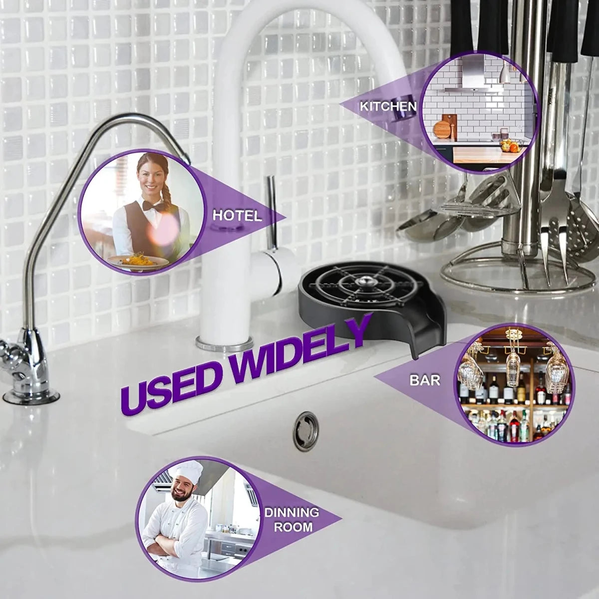 Automatic Kitchen Sink Glass & Bottle Rinser - InspiredGrabs.com