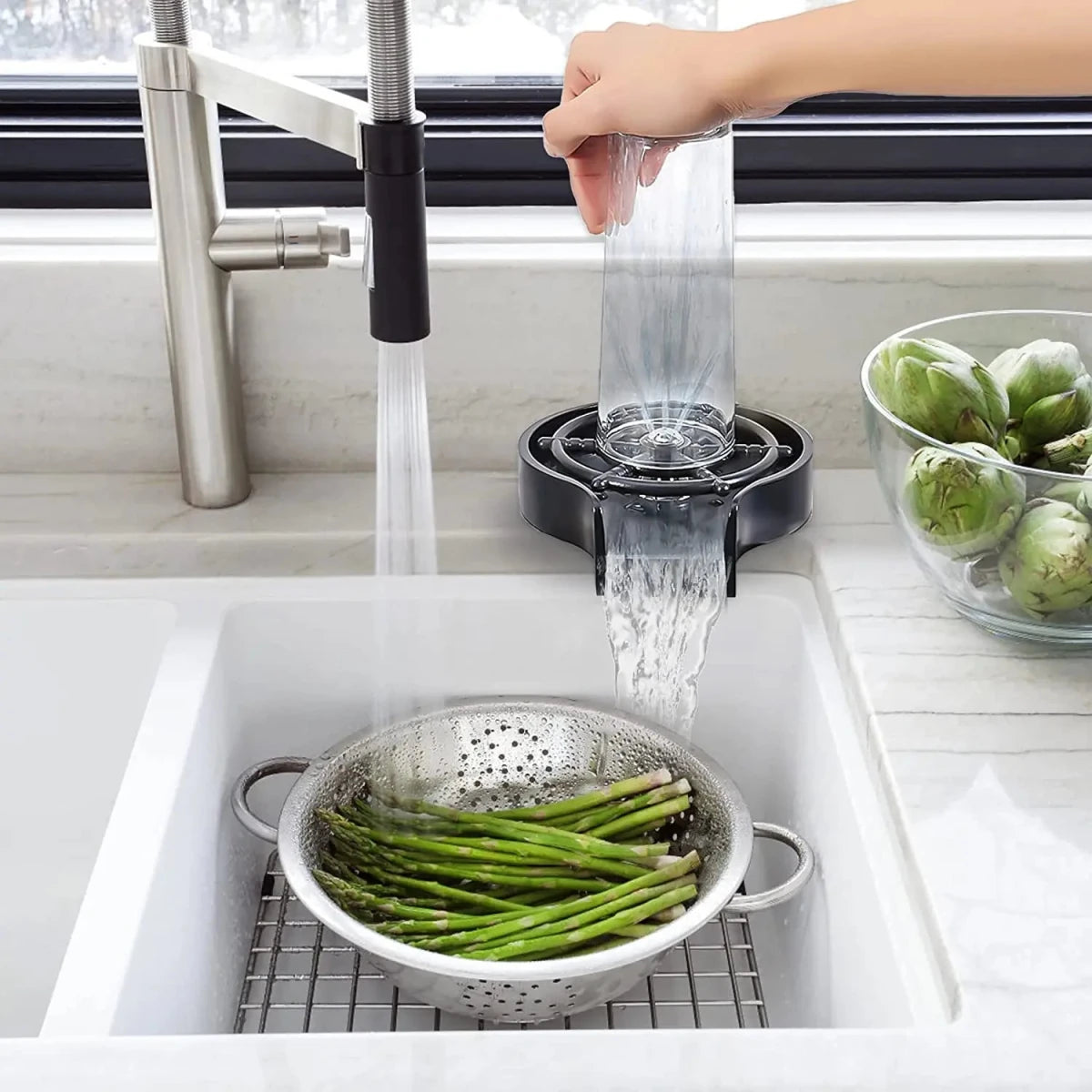 Automatic Kitchen Sink Glass & Bottle Rinser - InspiredGrabs.com