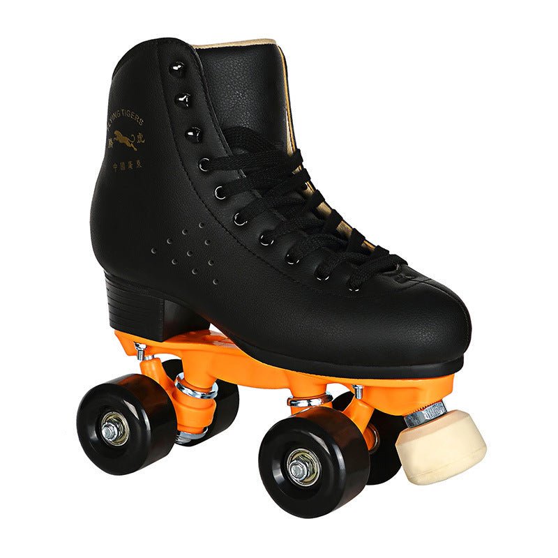 Black Four - Wheel Roller Skates with Adjustable Brake and PU Wheels - InspiredGrabs.com