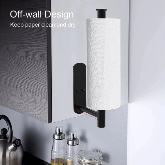 Black Stainless Steel Adhesive Paper Towel Holder - InspiredGrabs.com