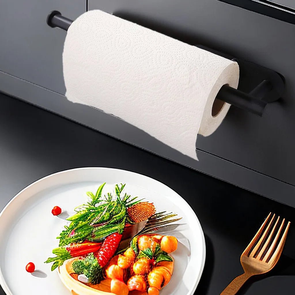 Black Stainless Steel Adhesive Paper Towel Holder - InspiredGrabs.com